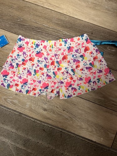 JUSTICE GIRL 10 BRIGHT Colorful Hearts RUFFLE TIERED SKIRT SKORT ELASTIC WAIST - Bild 3 von 5