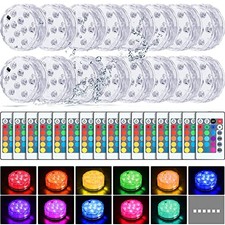 Pack Submersible LED Lights with Remote Waterproof Pool Underwater LED 16