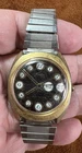 VTG 70s Timex Marlin Gold-Tone Telephone Dial Watch Black Dial Phone. Untested!