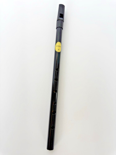 Feadog Brass Black Tin Whistle Key of D Penny Flute, Irish Made