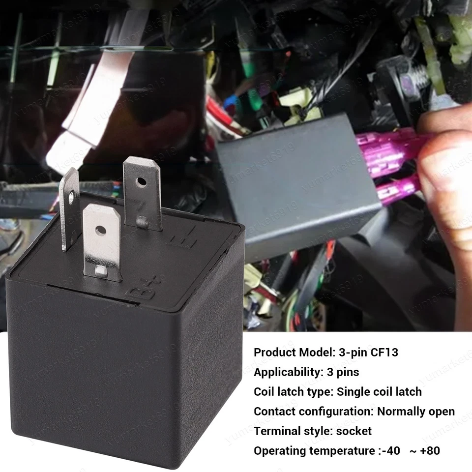 CF13 CF13JL EP34 3-Pin Car Flasher Relay Fix LED Turn Signal Lights Hyper Flash - Image 4 of 4
