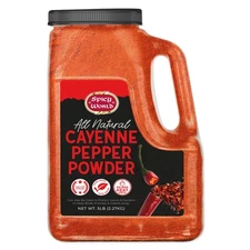 Spicy World Hot Cayenne Pepper Powder Bulk 5 LBS Jar - Red Ground Pepper 50,000