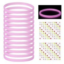 Glow in the Dark Silicone Bracelet Wristband with Stickers 12 Pcs  Light Purple