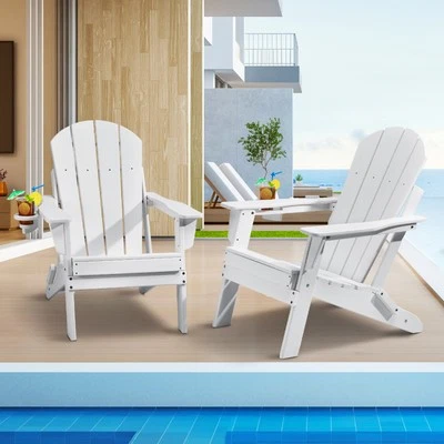 VEVOR Lot de 2 Chaise Adirondack Plastique Pliant Jardin Toutes Saisons Blanc - Photo 1/4