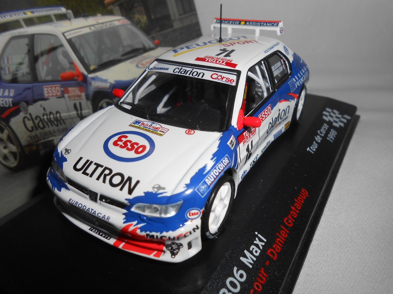 Peugeot 306 Maxi 1/43 rallye Tour de Corse 1998 miniature métal fidèle sans défaut pour vitrine N°14