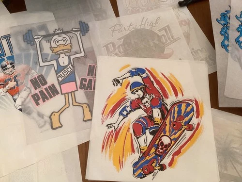 VINTAGE LOT of 16 T-Shirt Heat Transfer 12 Different Designs 80s 90s~GREAT DEAL!
