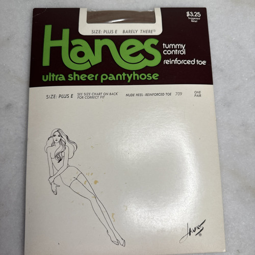 Vintage 1980 Hanes Ultra Sheer Pantyhose Tummy Control Barely There NOS