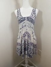 Free People Dress Women’s Small Purple Floral Fit and Flare Boho Cottagecore