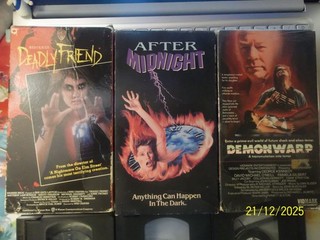 LOT OF 3 HORROR RARE VHS MOVIES DEADLY FRIEND AFTER MIDNIGHT DEMONWARP LT 98