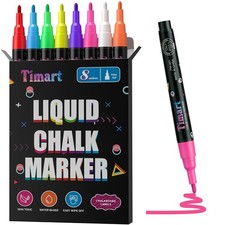 Extra Fine Tip Chalk Markers 8 Pack 1mm Point , Liquid Chalk Pens - Dry Eras...