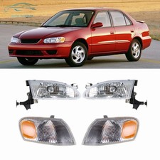 Pair Of Headlights Headlamps For Toyota Corolla 1998-2000 Wcorner Parking Light