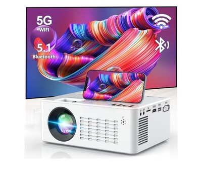  WiFi Projector with Bluetooth 5.1, 1080P Supported Mini Movie Projector, 