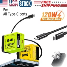 2 in 1 Gan Charger(Type C/L),120W Compatible Fast, Retractable Wall NEW