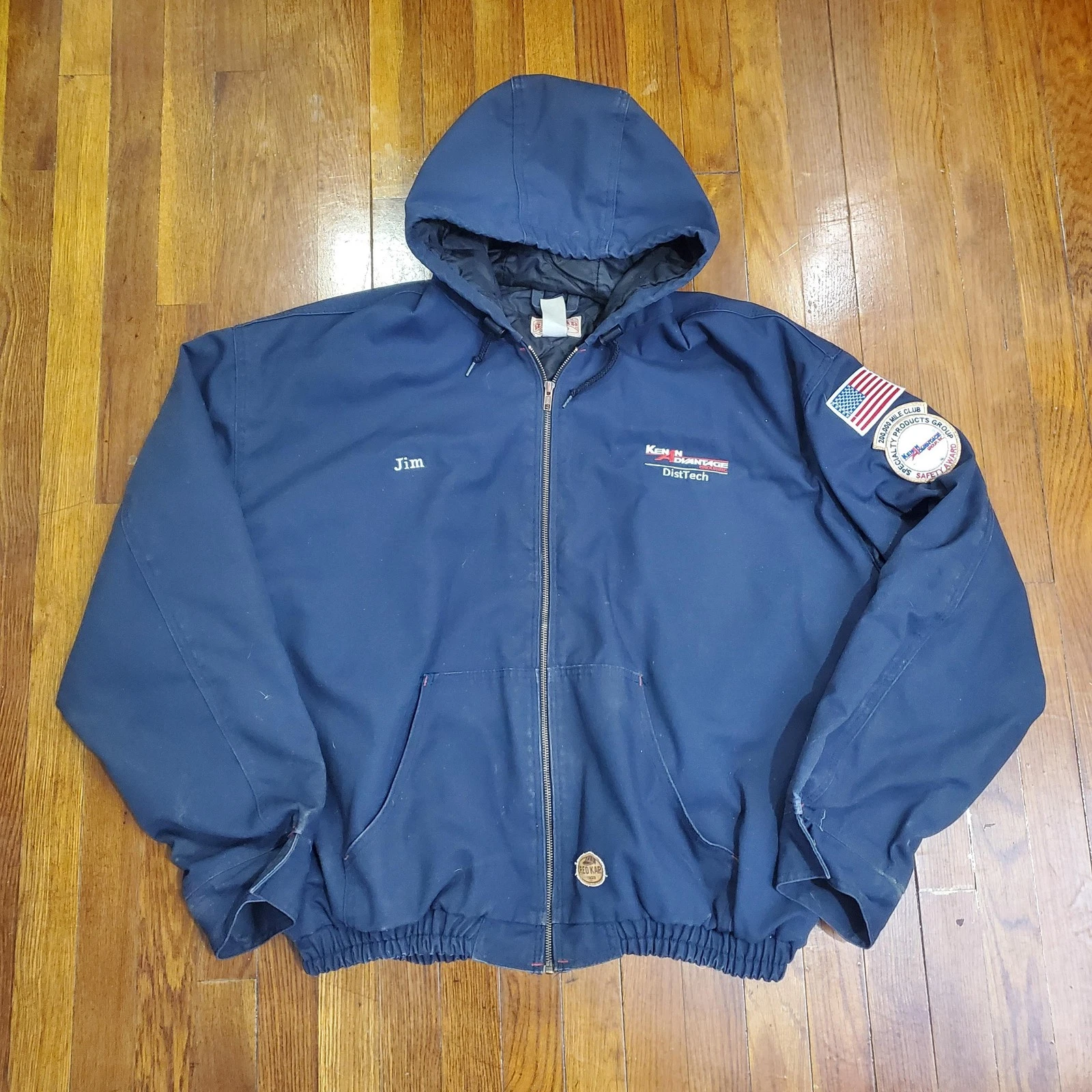 Red Kap Jacket Mens 3XL Navy Hooded Insulated Workwear Zip Up Kenan Advantage