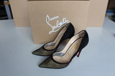 CHRISTIAN LOUBOUTIN chaussures MILUNA 100 FISHNET/SUEDE black 38 (33925) - Photo 1/4