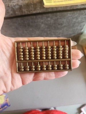 VTG Miniature Brass Abacus Calculating Math Office Math Paperweight 9 Rod