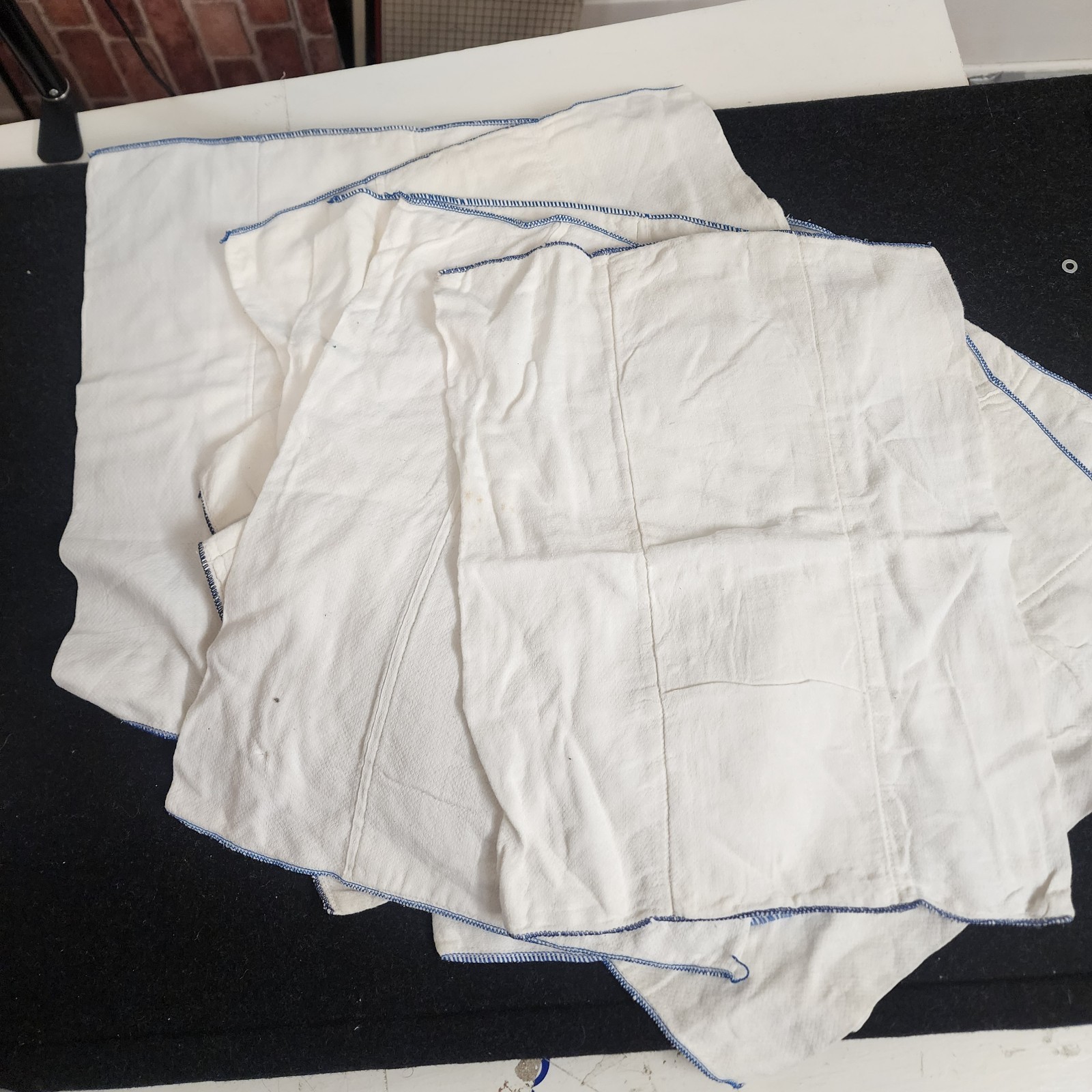 Lot 10 Blue Edge Prefold Cloth rags  14x17 Cotton Birdseye – Washed Clean