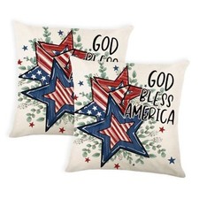 4th of July Outdoor Pillow Covers 20 x 20 20" x 20" Pack of 2 American Flag