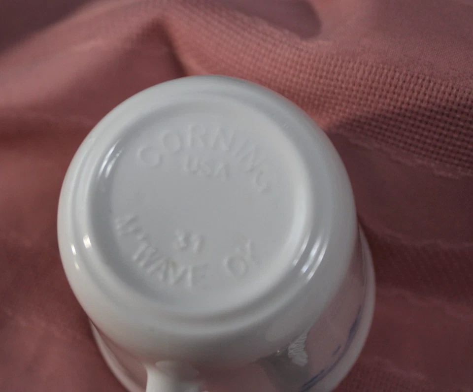 Juego de 4 tazas de café Corelle Morning azul blanco con flores de 3,5" Corning Exc Foto 3 de 3