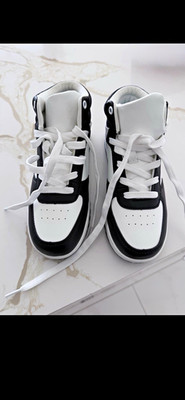 New Boys shoes, Black/White Colorblock Mid-Top Lace-Up Athletic Sneakers Sports