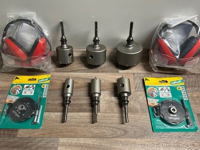 Restposten Wolfcraft Lochsägen SDS Plus Lochsäge Schutzbrille Gehörschutz