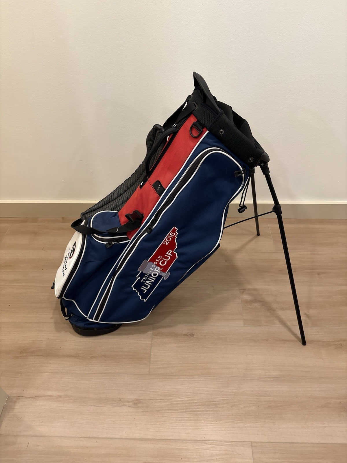 Ping Hoofer Golf Stand Bag 4 Way Divider Dual Strap Blue Red Embroidered