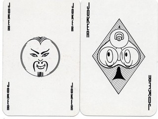Pair of RARE MODERN "Black & White Shaped Faces" JOKER Play Cards #84