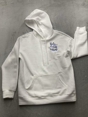 NWT Baby Its Cold Outside White Waffle Hoodie Size M