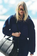 New AIo Yoga Sherpa Edge Bomber Jacket Cropped Full Zip Warm Women's Winter Coat