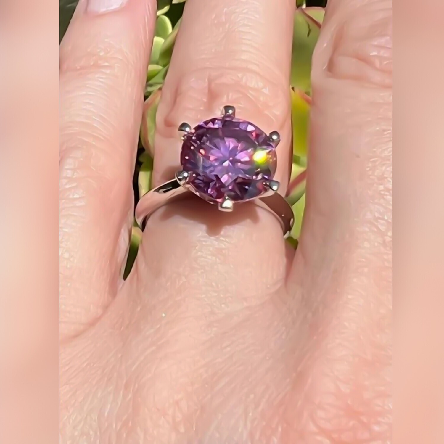 Certified 2 Ct Natural Pink Diamond Solitaire Ring in 925 Silver for Wife