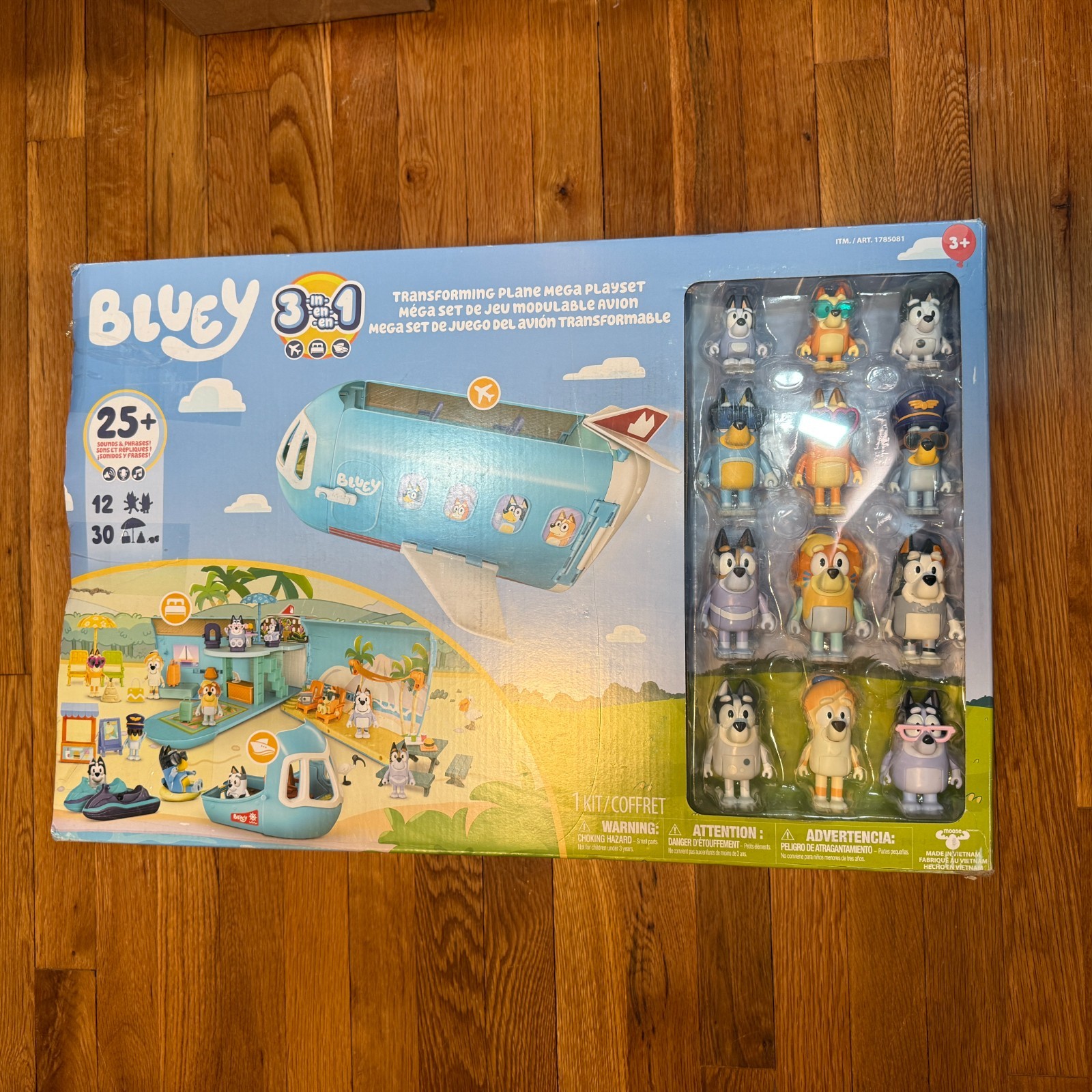 Bluey's 3-IN-1 Transforming Plane Mega Playset Ultimate Family Trip NEW Open Box