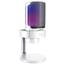 WHITE - FIFINE USB PC RGB Microphone for Live Streaming, Gaming A8W