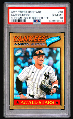 2026 Topps Heritage #10 Aaron Judge Chrome Gold Refractor #20 /50 | PSA 10