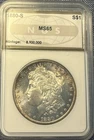 1880-S MORGAN SILVER DOLLAR NGS GRADED AS MINT STATE, GREAT TONING