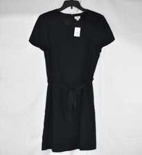 NWT J. CREW Size 10 Women's Lined Short Sleeve Belted Black Sheath Dress