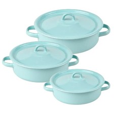 3 Set Kochtopf mit Deckel Topf Suppentopf Saucentopf Emaille 2,5 3,8 6,3 L