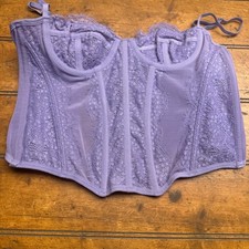 Out From Under Lavender Lace Corset Bralette Bustier Top purple