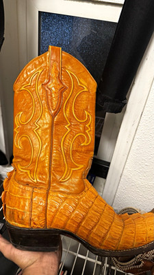 Los altos Men's yellow crocodile Western Boots US Size 8.5 men width D 27 1/2