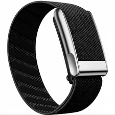 Whoop 5.0/MG Gray/Black Replacement Band - Luxe Superknit - Shiny Silver Clasp