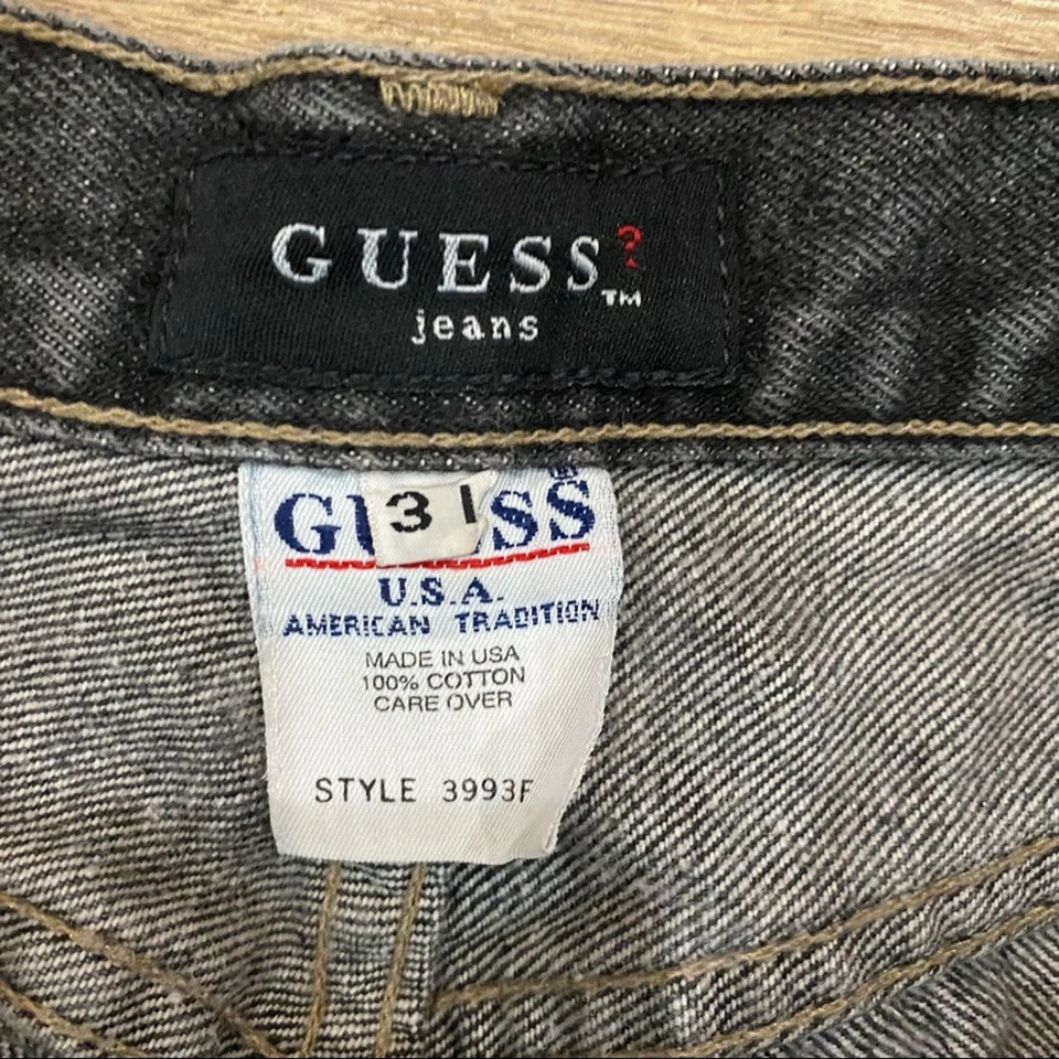Pantalones Cortos De Colección Guess Negros Denim Tiro Alto Años 90 Y2K Grunge Para Mujer’s 31 Foto 3 de 4