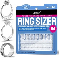 Ring Size Adjuster 64-Piece Set   Spiral Coils, Guards  Sizing Strips