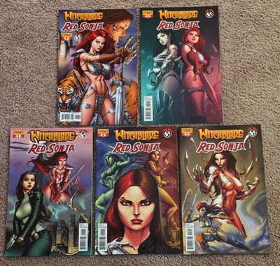 Witchblade / Red Sonja #1-5 Complete Set Dynamite 2012 - VF to VF/NM