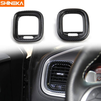 2pcs Carbon Fiber Air Vent Cover AC Outlet Interior Trim For 2011+ Dodge Charger