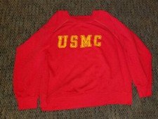 c. 1970's USMC Marines Raglan Sweatshirt Sweats. Red. Clean.