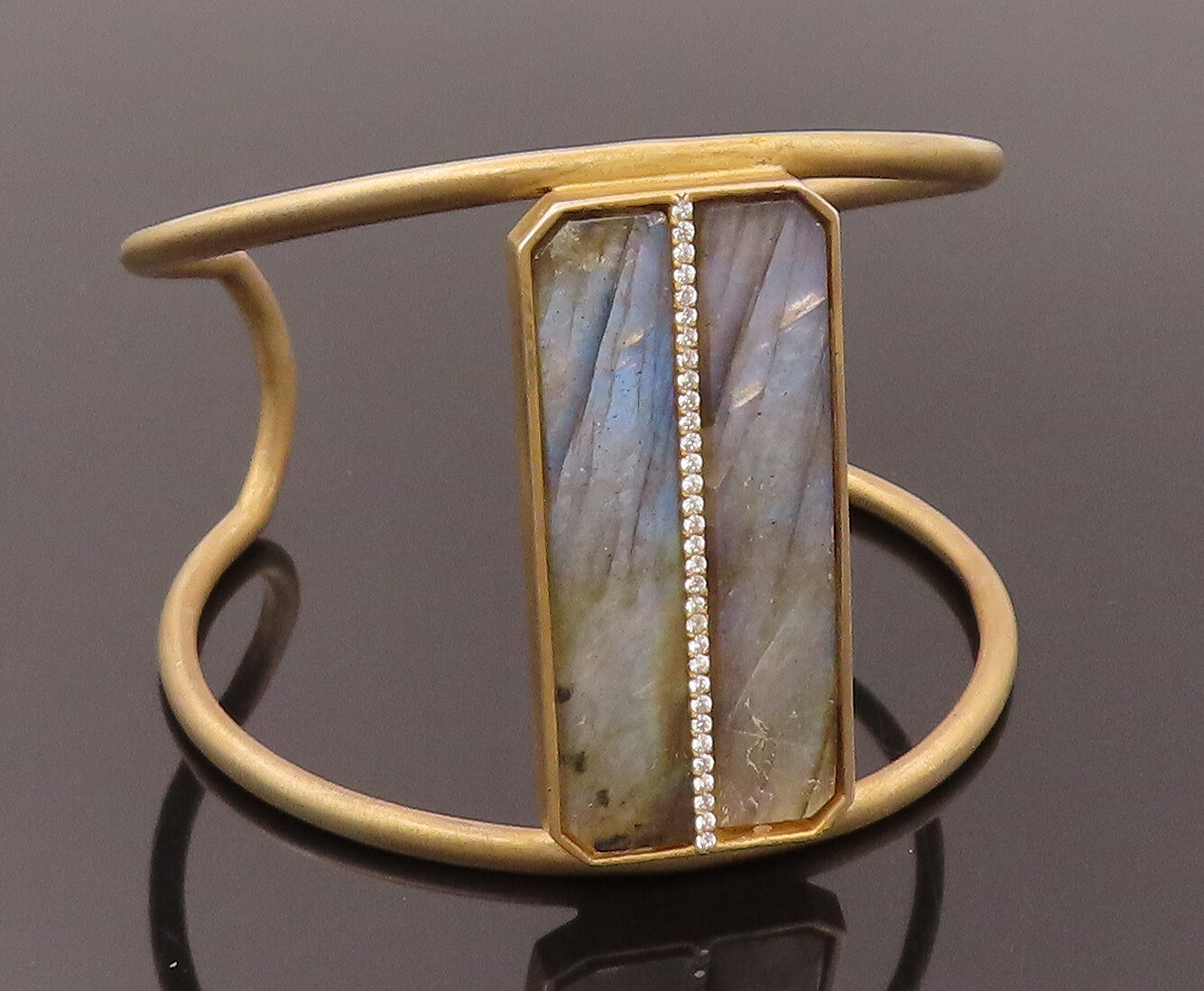 925 Silver  Vintage Rectangular Labradorite CZ Di… - image 1