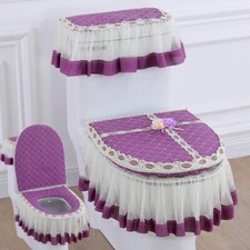 3 Pcs/set European Toilet Seat Cover Lace Mesh Zipper Bathroom Pads Protector