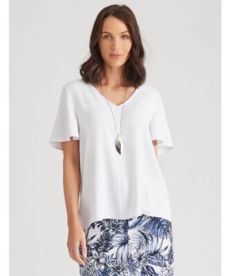 NEW KATIES WHITE V NECK TEXTURED FLOWY TOP  SIZE XXL RRP $59.99