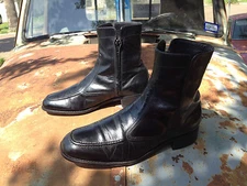 FLORSHEIM BLACK LEATHER ZIP UP BEATLE HIPSTER SATURDAY DISCO FEVER BOOTS 8 D