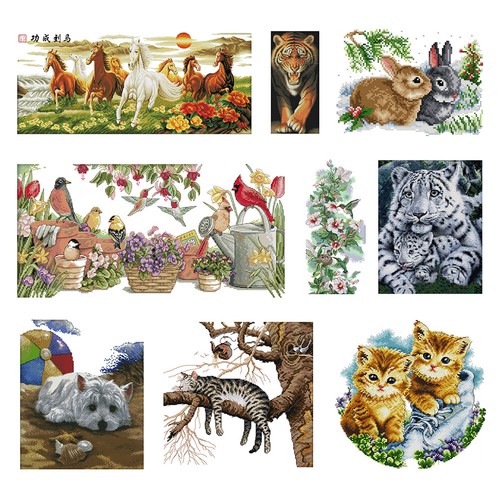 11CT Craft Handwork DIY Embroidery Kit Cotton Stamped Cross Stitch Warm