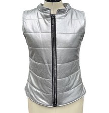 tenth house Silver Glitter Puffer Vest Small Adult Rhinestone Zip Dance Tap Jazz